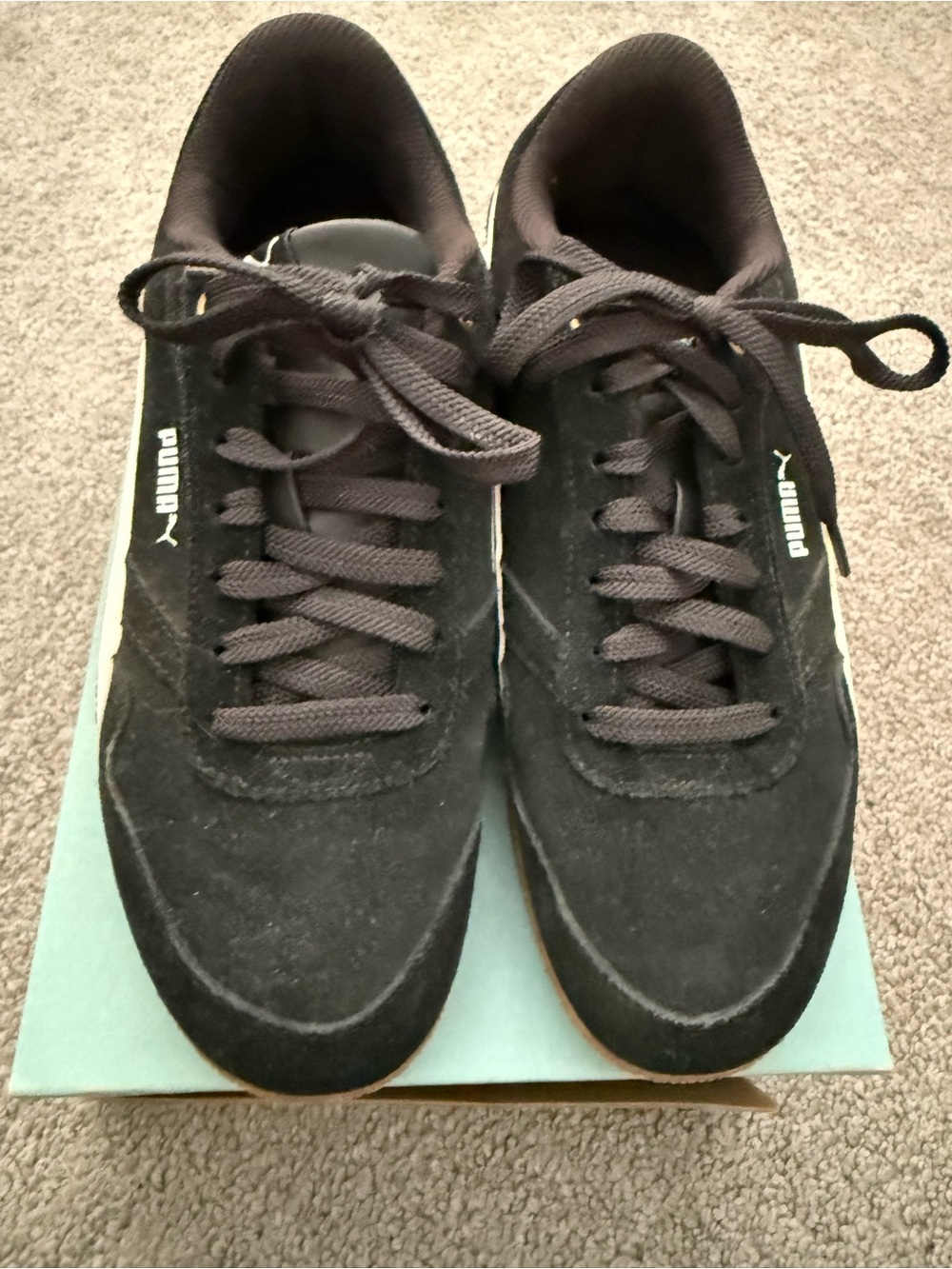Puma Black Suede Sneakers with White Stripe